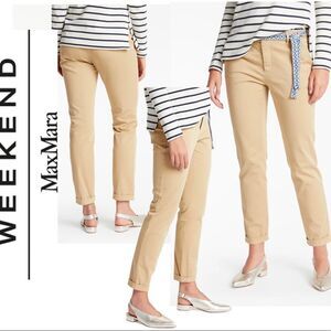 WEEKEND MaxMara Audrey Slim Leg Chinos Beige Sz 8